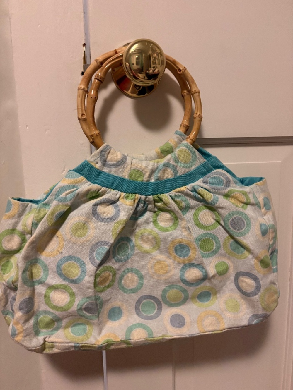 cute 2000s blue polkadot bag